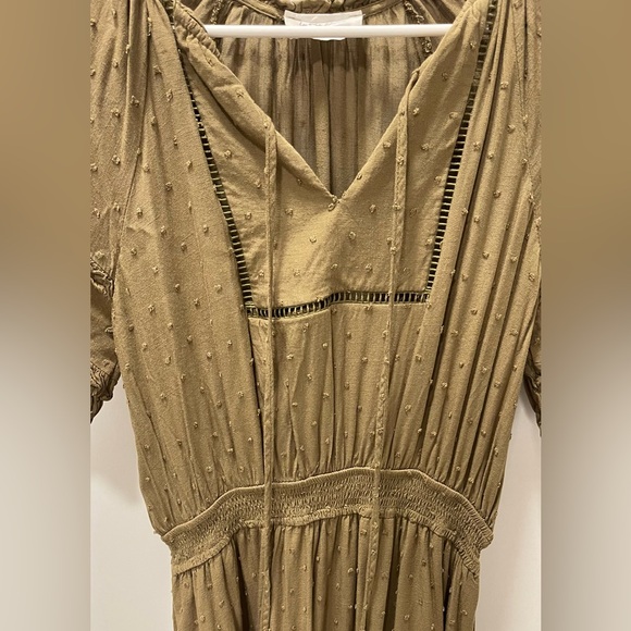 Swiss Dot Army Green Midi Dress - Picture 3 of 4